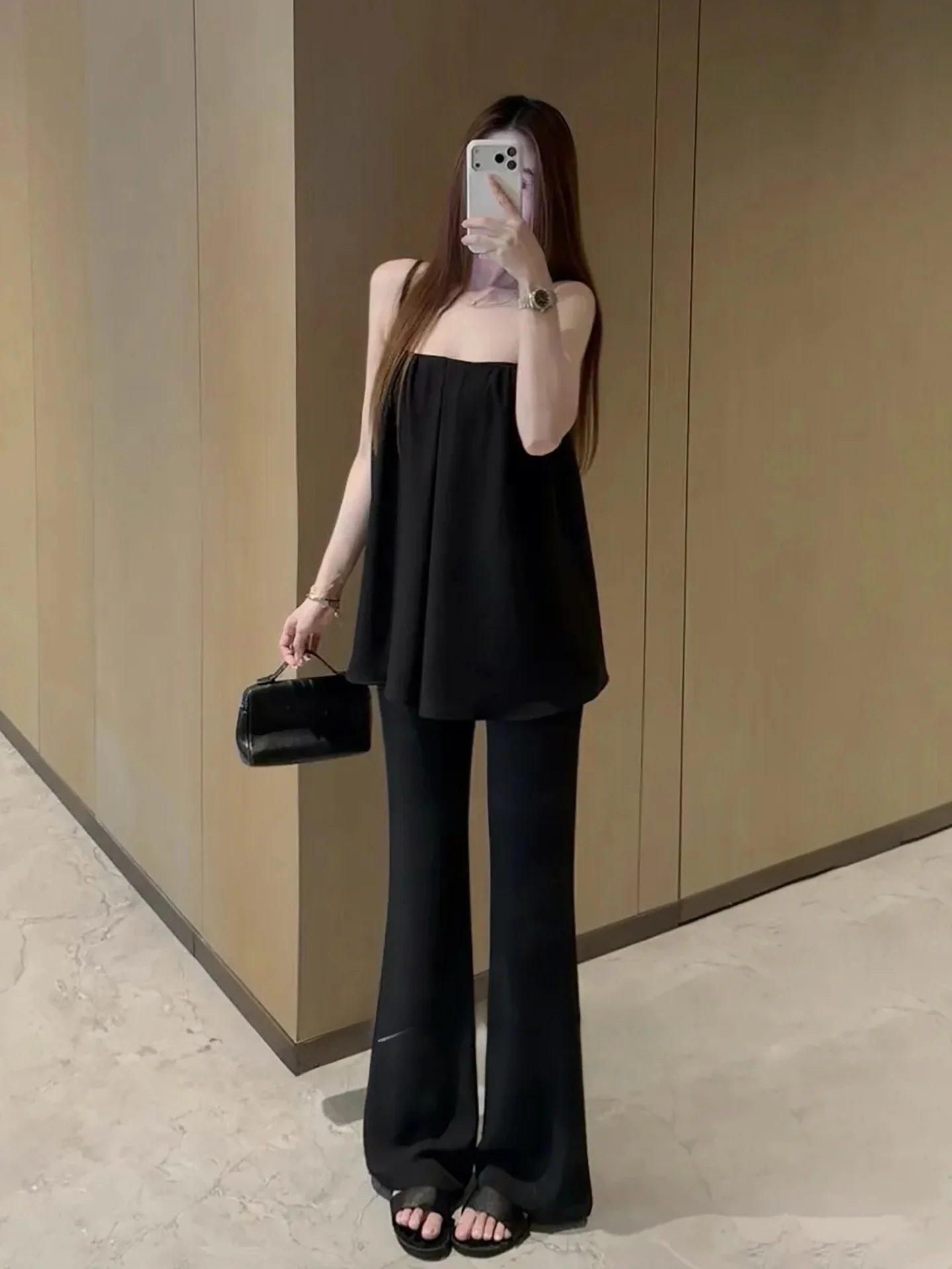 

Elegant Women's Casual Set Loose Feelings Long Pants Slimming Crop Top Two-Piece Suit Summer Fashion Outfit High Waist