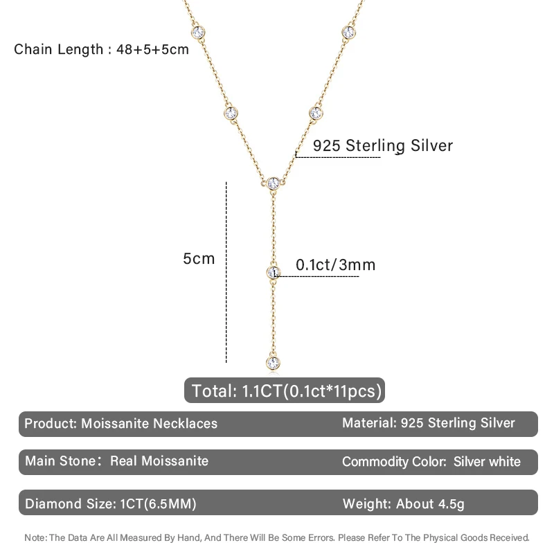 قلادة من الفضة الإسترلينية S925 للنساء ، مويسانيتي 1.1ct ، مجوهرات الزفاف ، حفلة عيد ميلاد ، أزياء الماس الفاخرة