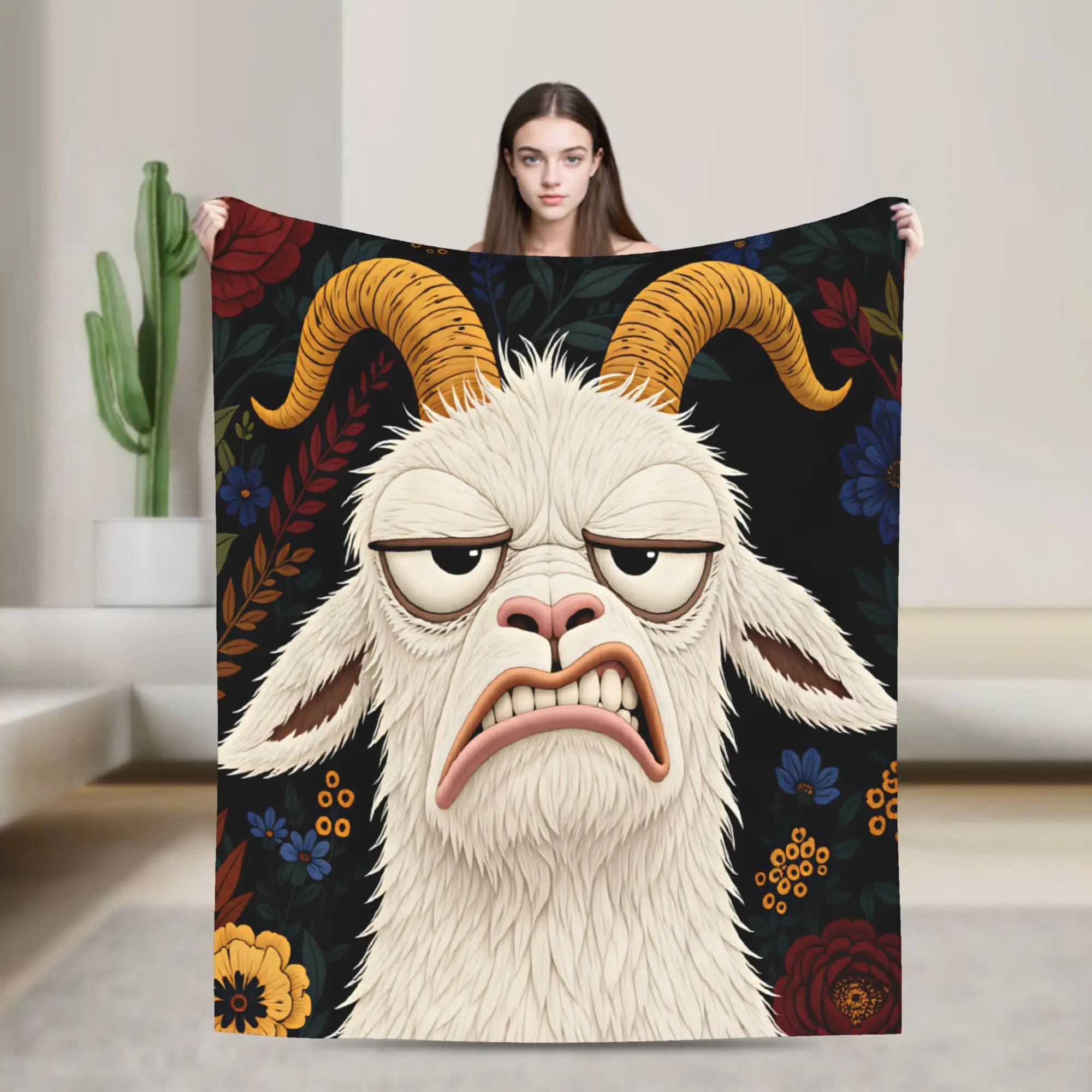 Screaming Goat  Warm Soft Blanket  Picnic Plush Throw Blanket Novelty Couch Bed Flannel Bedspread Sofa Bed Cover