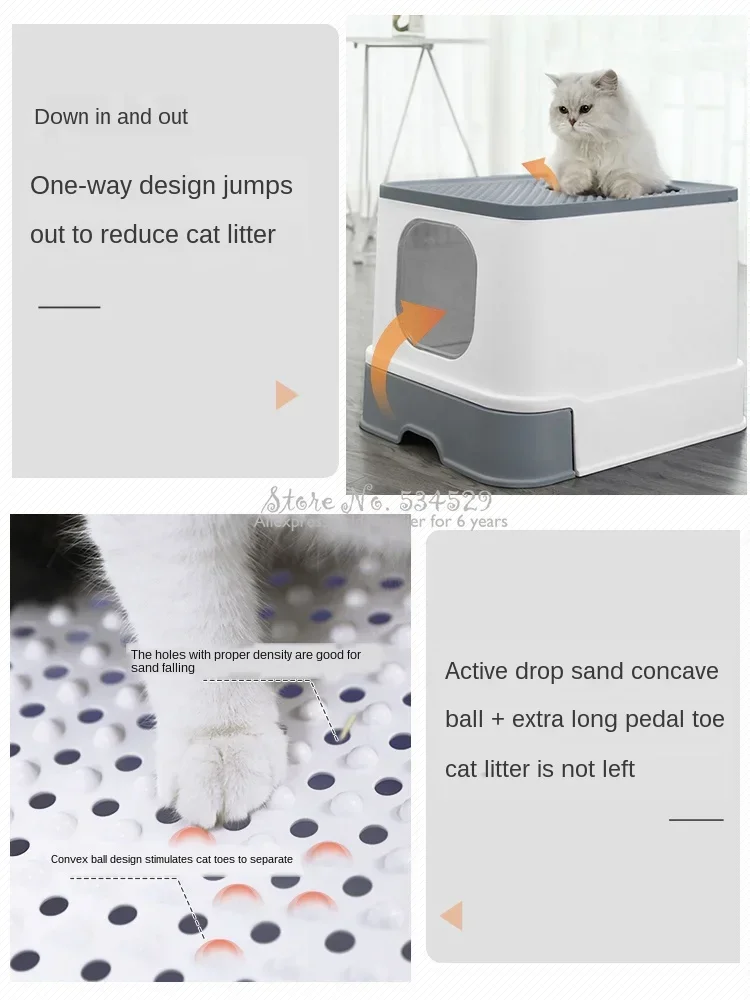 Fully Enclosed Cat Litter Box Large Anti-spatter DrawerTop Entry Cats Toilet Deodorization Pet Supplies Practical Cat Litter