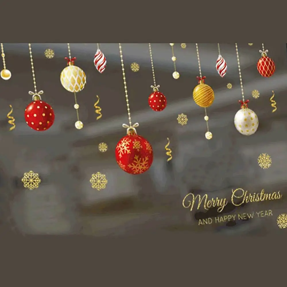 Multicolor Christmas Window Sticker Christmas Balls Photo Props Christmas Window Decals Waterproof Scene Layout