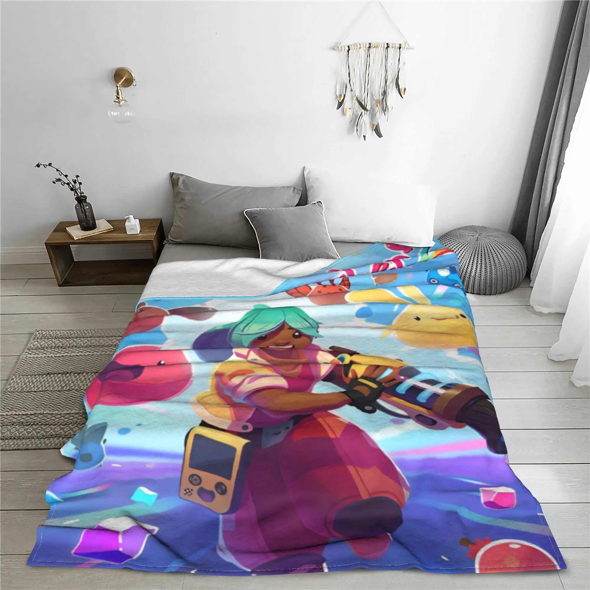 Slime Rancher Cartoon Game Blankets Flannel Autumn/Winter Anime Cute Multi-function Lightweight Throw Blanket Travel Rug Piece