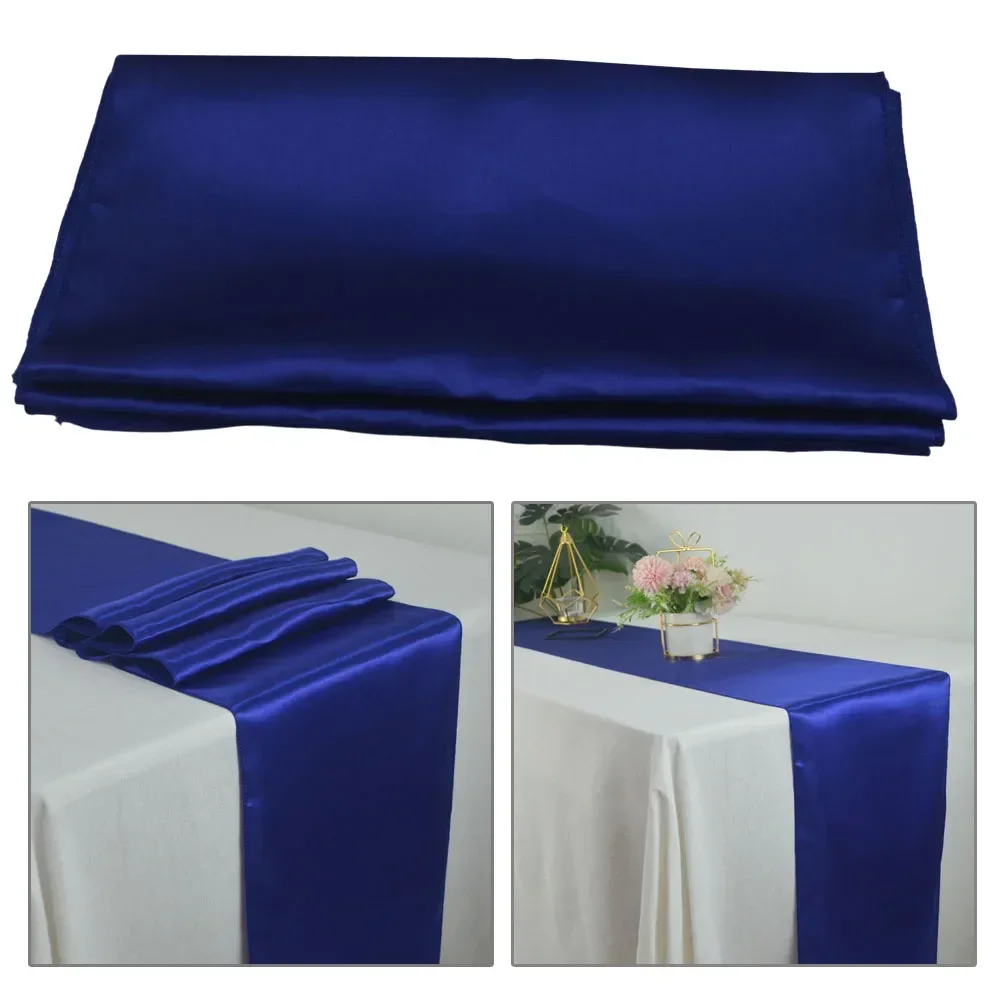 Shiny Satin Table Runner For Wedding Banquet Decoration Cloth Ribbon Table Flags Christmas Birthday Party Restaurant Table Cover