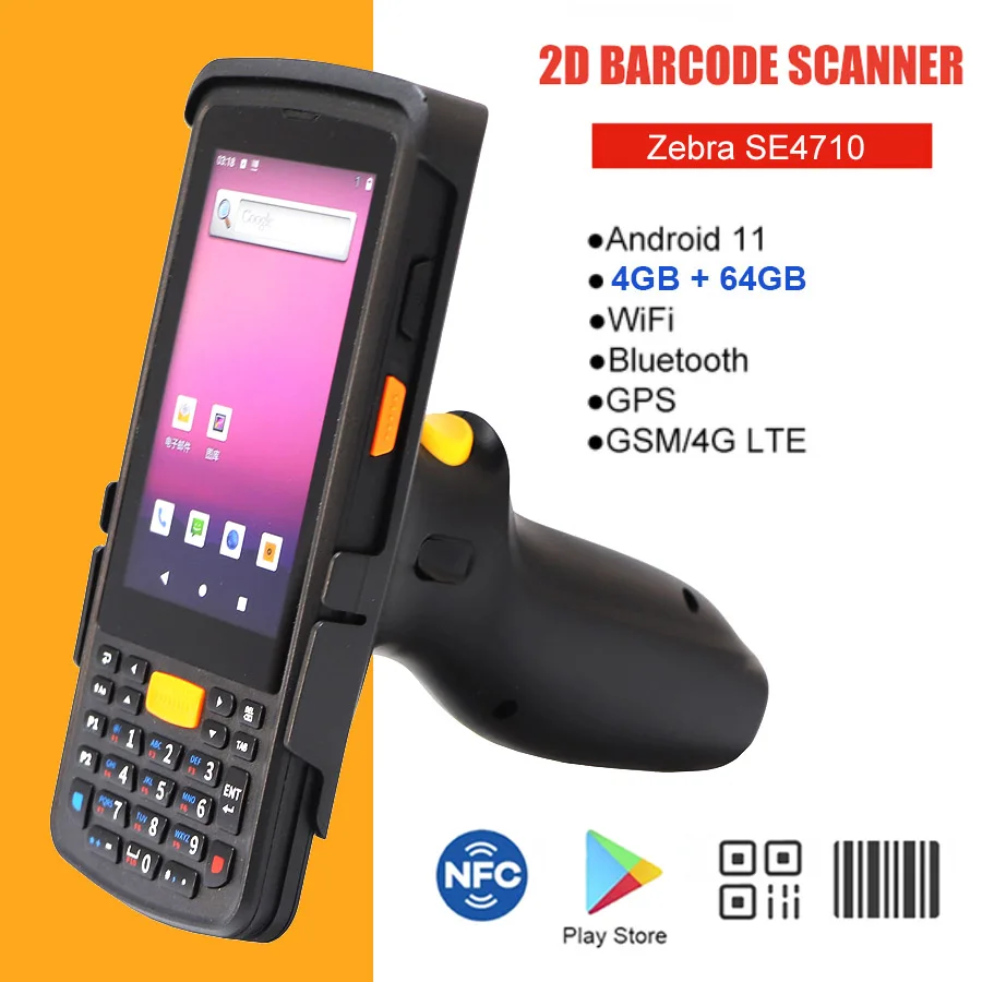 RUGLINE Android 11 64G ROM PDA 2D Barcode  Zebra Scanner Rugged WiFi GPS 4G Push button keyboard NFC Handheld PDA Data Terminal