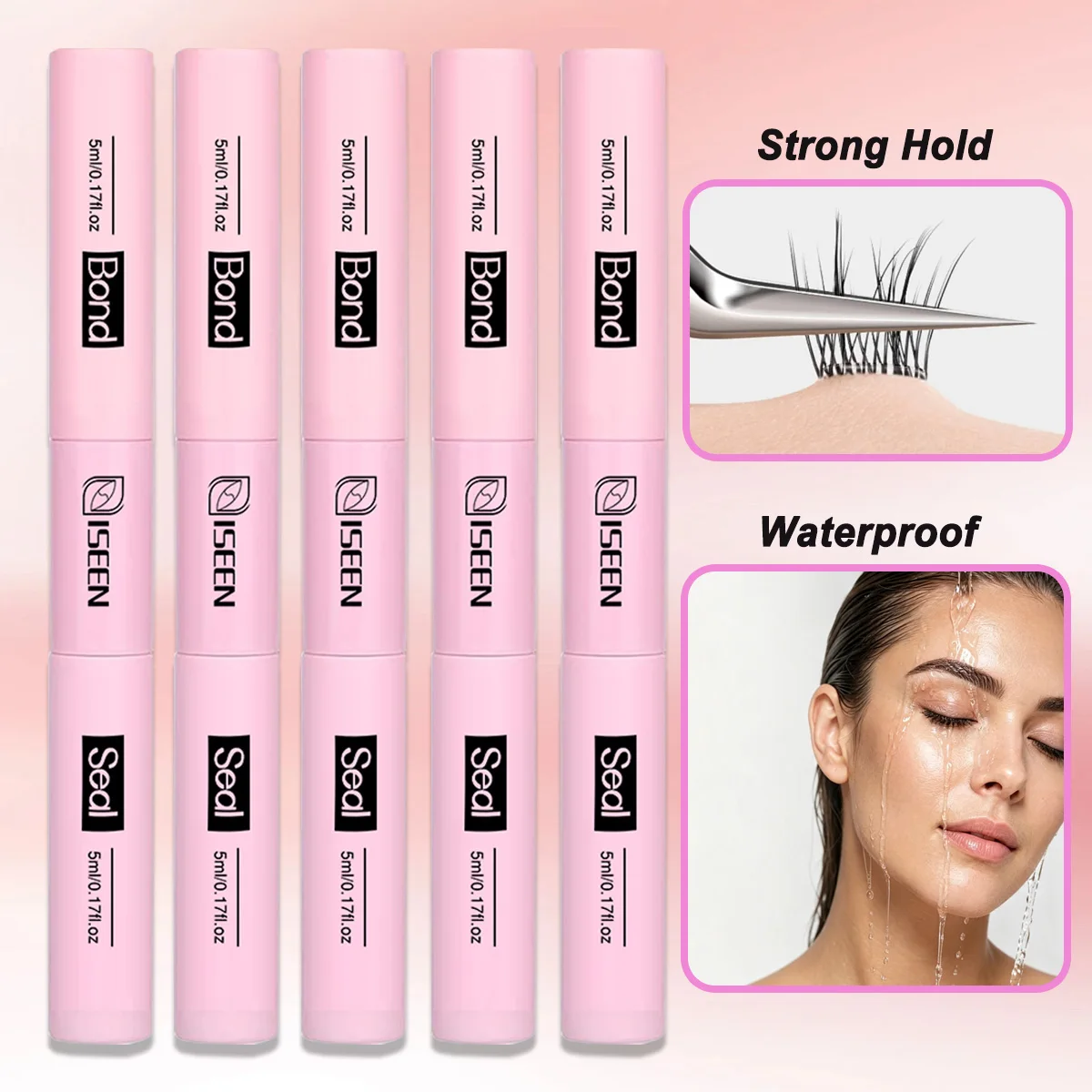Wimpernkleber für Cluster-Wimpern, wasserfest, 2-in-1-Bonding und Versiegelung, starker Halt für Cluster-, Einzel- und Streifenwimpern, einfach in der Anwendung. – Detail 1