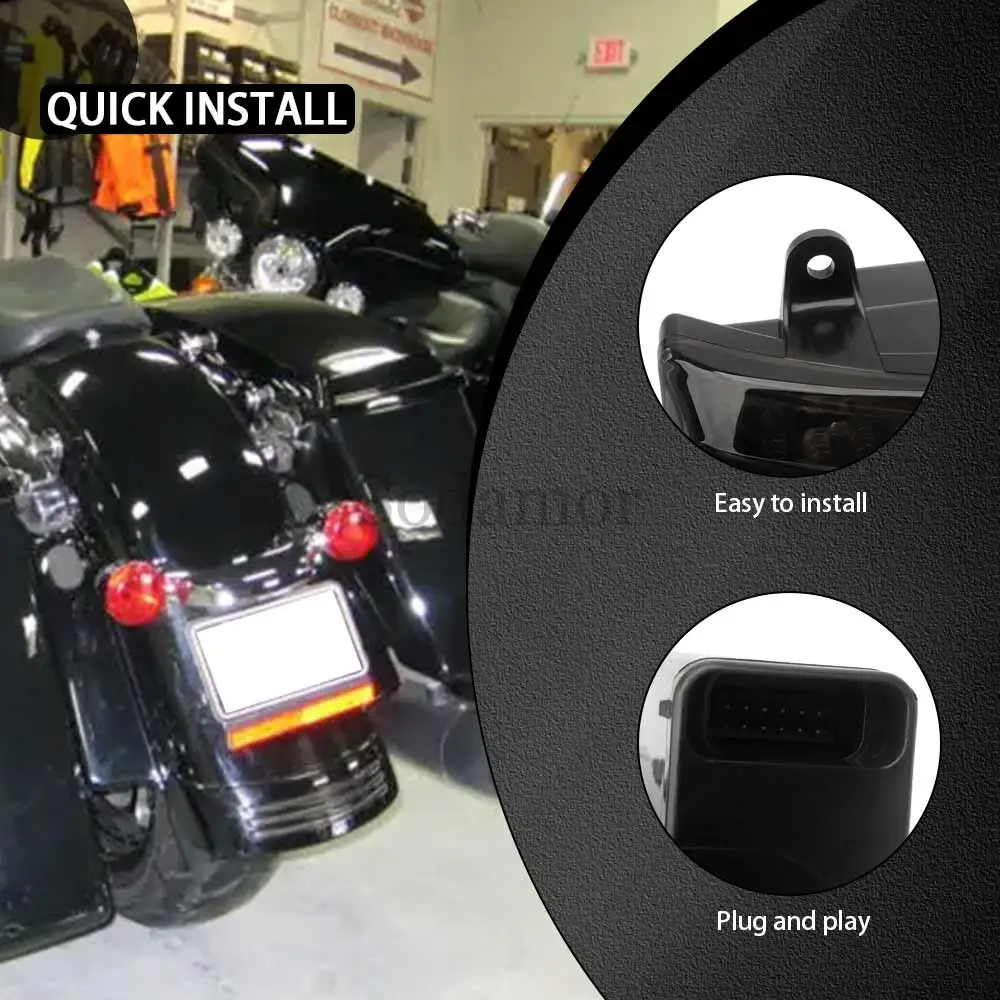 For Harley Davidson Street Glide (FLHX) 2014-2018 Motorcycle Accessories 1 Piece Rear Tri-Bar LED Fender Tail Ligh Smoke