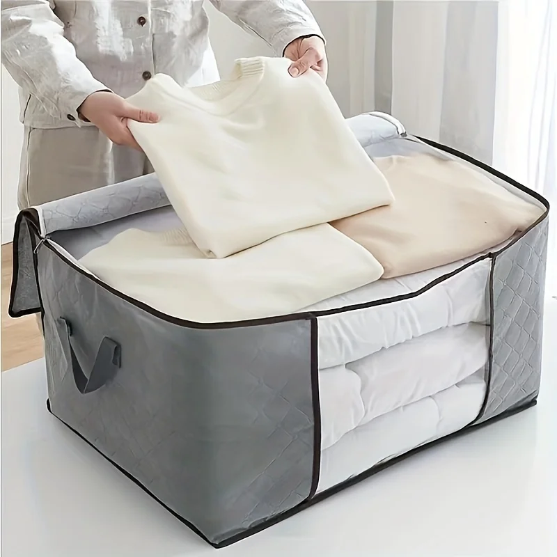 Large Clothing Storage Bag Clothing Organizer with Clear Window Storage Box Container for Blankets Clothes Storage Boxes