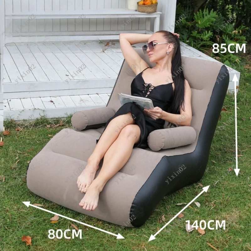 S-Shape Inflatable Flocking Sofa Lazy Lounge Chair for Home & Office Rest