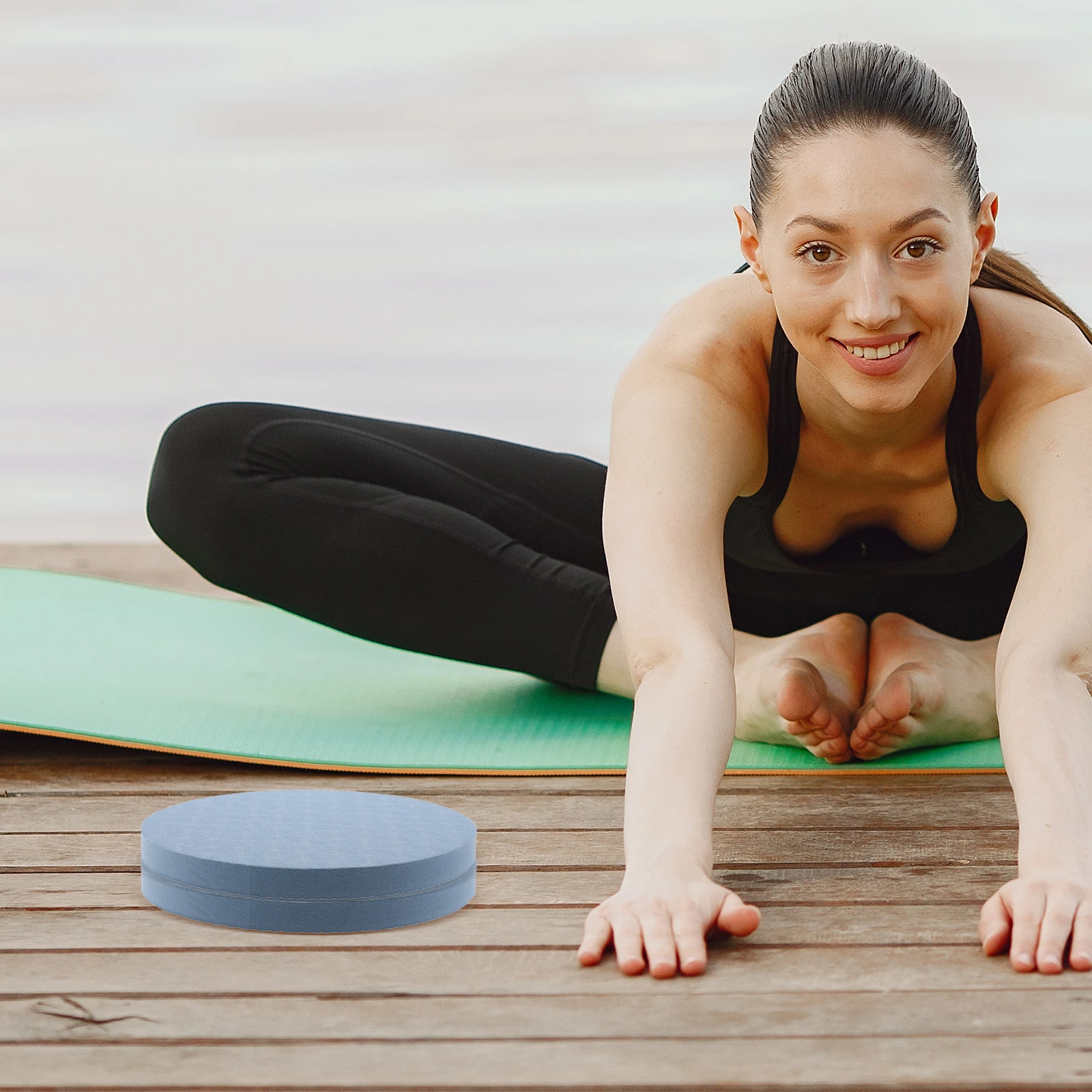 

2pcs Yoga Flat Mat Portable Exercise Pad Round Skyblue Kneeling Cushion for Knee Elbow Wrist Support Lightweight Gym Supply