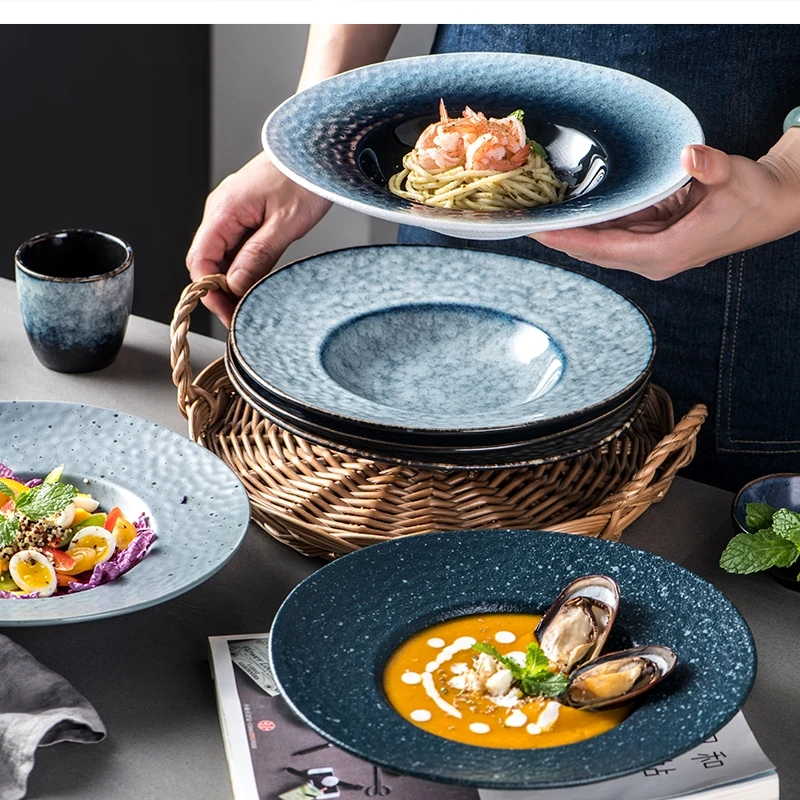 

Художественная керамическая соломенная шляпа, бытовая круглая еда, отель, ресторан, посуда, кухонные принадлежности