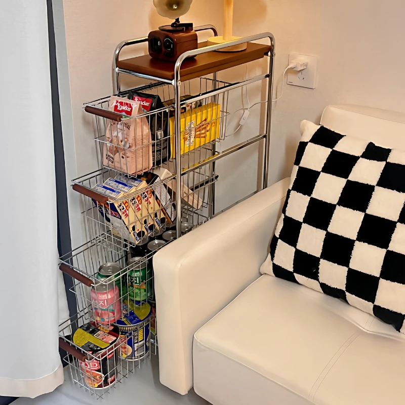 

Kitchen crevice rack multi-layer living room sofa side snack storage basket narrow side office floor storage