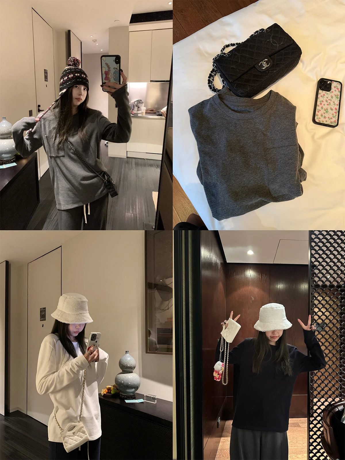 

Женская повседневная футболка с круглым вырезом и длинными рукавами, базовый слой, однотонная, с декоративными карманами, универсальный зимний топ