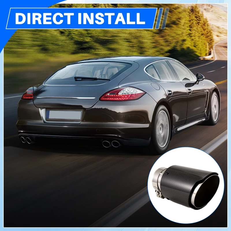 

Car Bright Carbon Fiber Exhaust Tip Universal Car Exhaust Pipe Modification Tail Throat Clip-On Tail Pipe