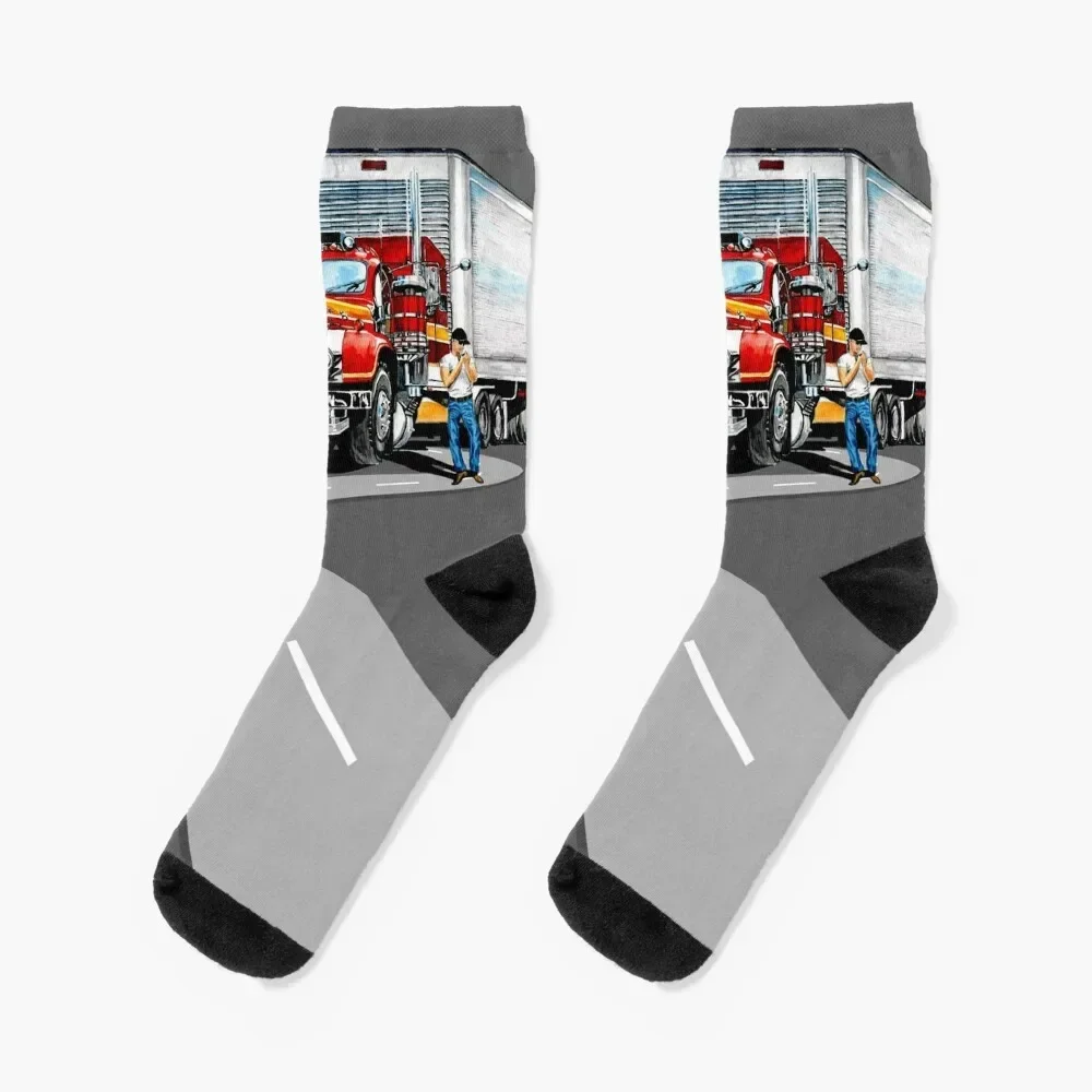 

Truck and trailer Socks Stockings hiking compression funny gift Socks Female Men's