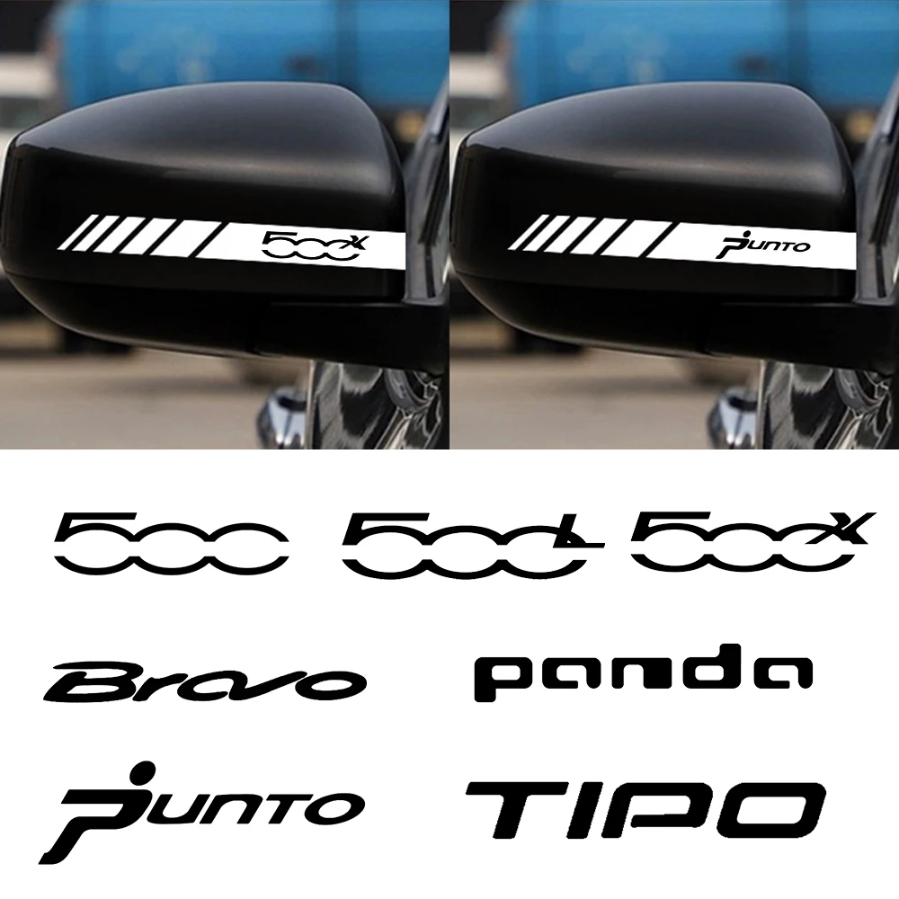 

2pcs For Fiat panda 500 500L 500X BRAVO punto Stilo TIPO Car Rearview Mirror Cover Decals Stickers