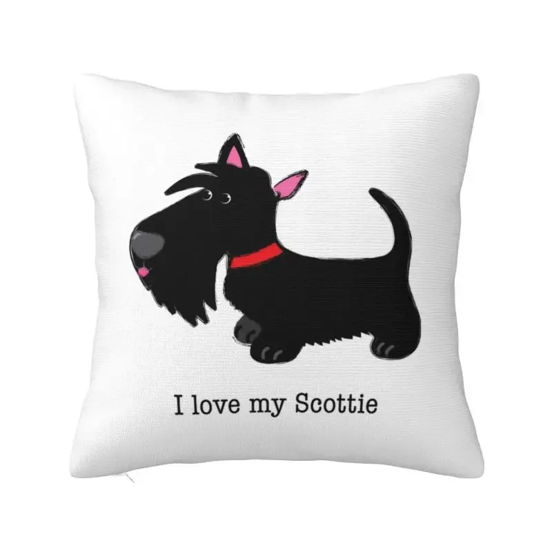 Nordic Style I Love My Scottie Cushion Covers 40x40cm Velvet Scottish Terrier Dog Pillow Case for Sofa Car Pillowcase Decoration