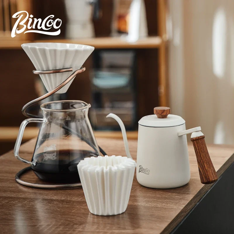 

Bincoo 350ml 600ML Hand Brewed Coffee Pot 304 Stainless Steel Goose Neck Wooden Handle Brewing Kettle Home Kitchen Barista Tools