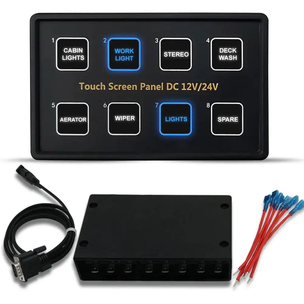 12 V/24 V 8 Gang Blaue LED Kapazitive Sense Touchscreen Switch Panel Box für Auto Marine Boot Caravan