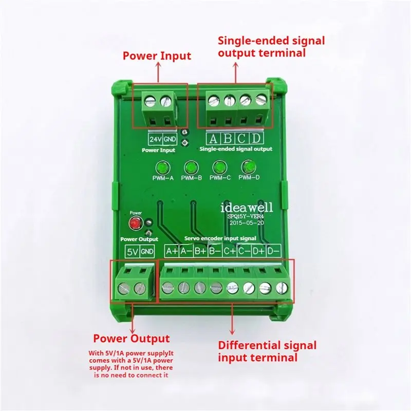 ABVJ-Differential Signal Converter Encoder Signal Converter 5V To 24V Single-Ended NPN/PNP 0-3.2Mhz Opto-Isolated For PLC Servo