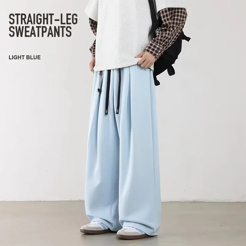 Men's Plus Size Straight Leg Sweatpants Cotton Polyester Surface Fabric Casual Long Trousers for Autumn Daily Wear Sizes L–9XL