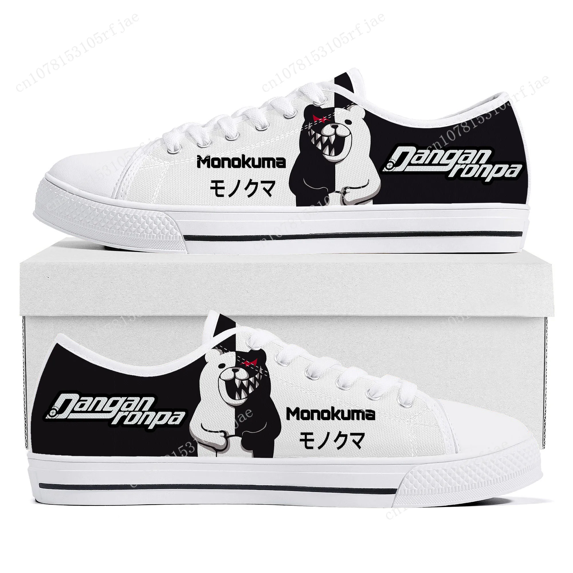 

Cartoon Game Danganronpa Monokuma Low Top Sneakers Womens Mens Teenager High Quality Canvas Sneaker Couple Custom Built Shoes