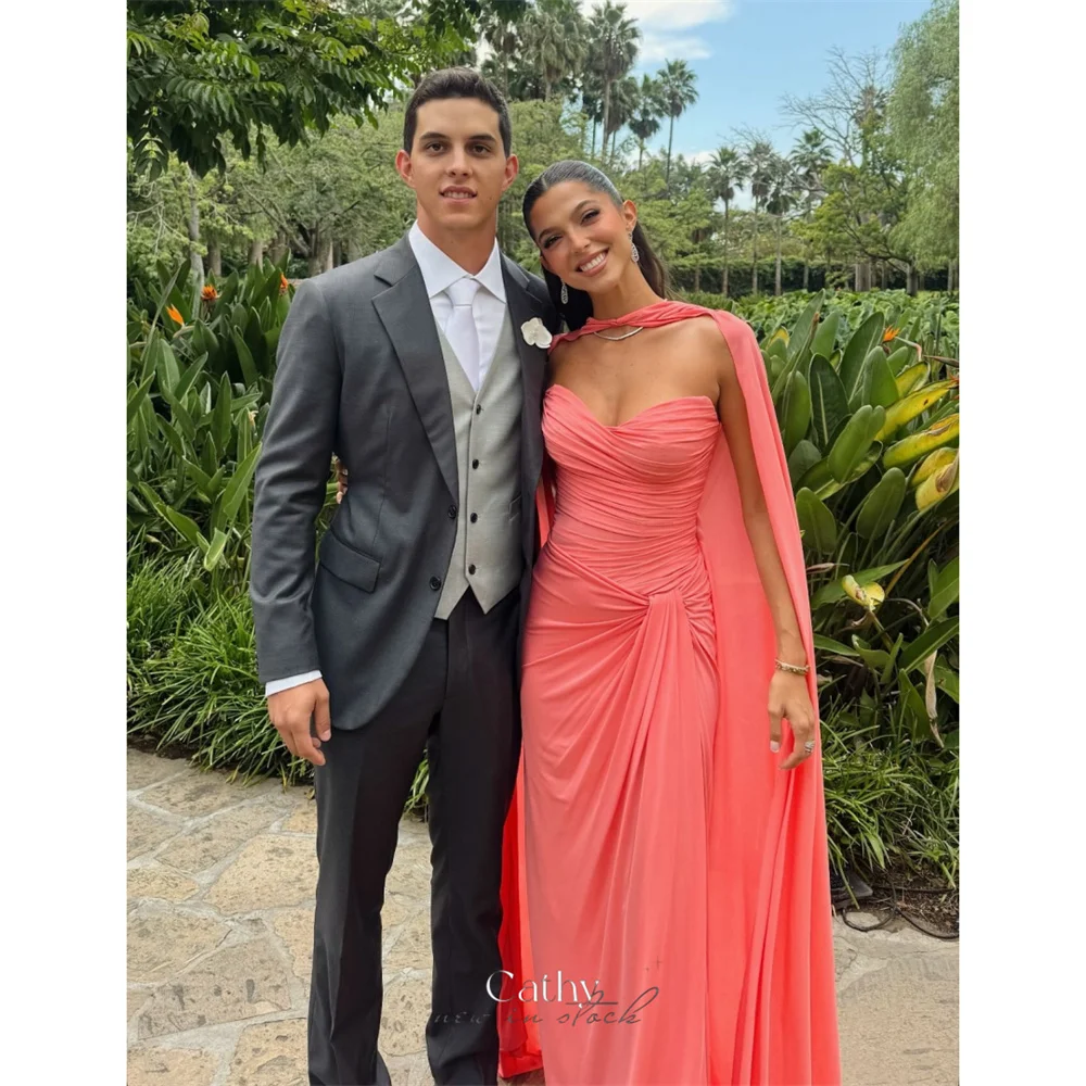 

Cathy Customized Simple Pleats Sheath Halter Neck Prom Dresses Sleeveless Formal vestidos de noiva Floor-Length Evening Dresses