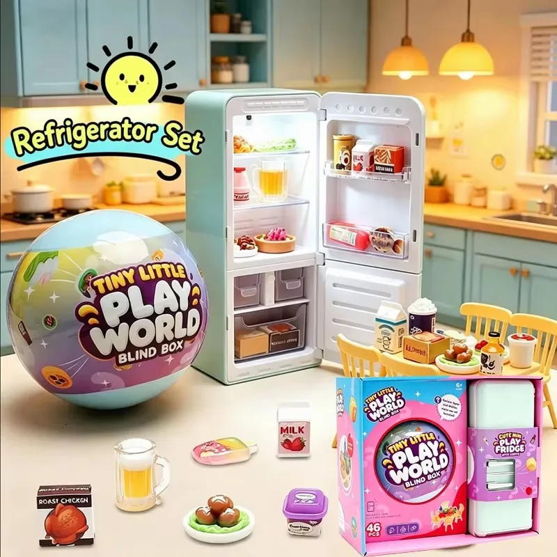 hot Mini Fill The Fridge Refrigerator Set Ball Series Blind Box Mystery Play House Decor Toy For Kids Gifts Trendy Collectible ﻿ view 2