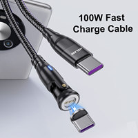 USLION PD 100W Type C Fast Charging Magnetic Cable for Macbook iPad 5A USB C To Type C Data Cord for iPhone 16 Pro Max Xiaomi 15