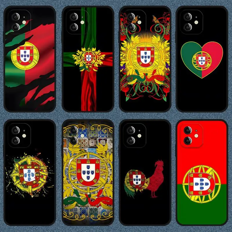 Portugal National Flag Phone Case For Iphone 12 14 13 11 Pro Max Mini Xs X Xr 7 8 6 6s Plus Se 2020 Black Soft Silicone Cover