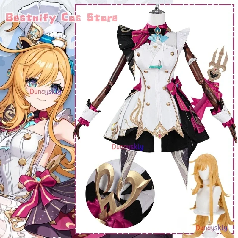 

CosplayGenshin Impact Escoffier Cosplay Costume Wig Outfit Dress Skirt Hat Bow Tie Props Full Set For Women Girls Men Fontaine C