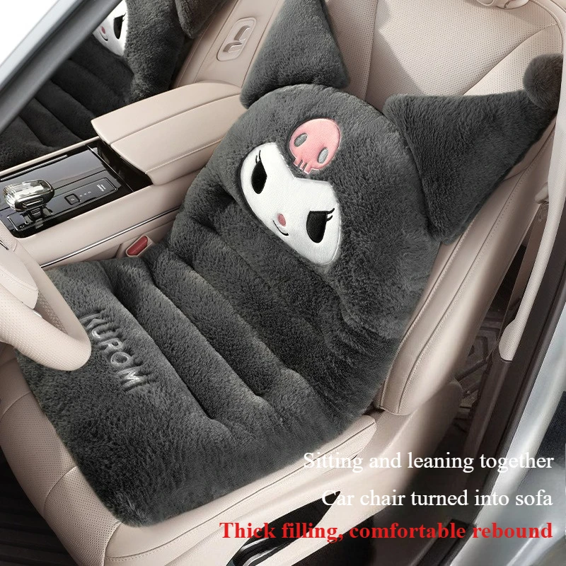 Sanrio My Melody Winter Car Cushion Plush Cartoon Cute Integrated Warmth Seat Cover Soft Winter Plush Car Seat Cushion