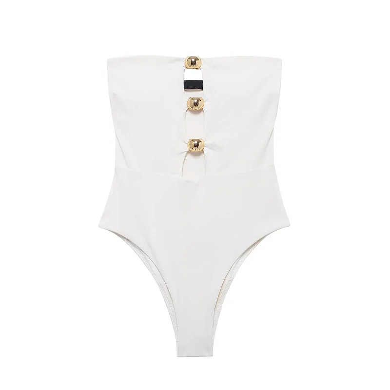 HXAO Bikini Strój Kąpielowy Damski Bez Ramiączek Gorsetowy Top Kostium Kąpielowy Lato 2024 Moda Damska Sexy Plażowy Biały Czarny Body Bikini — zdjęcie 7