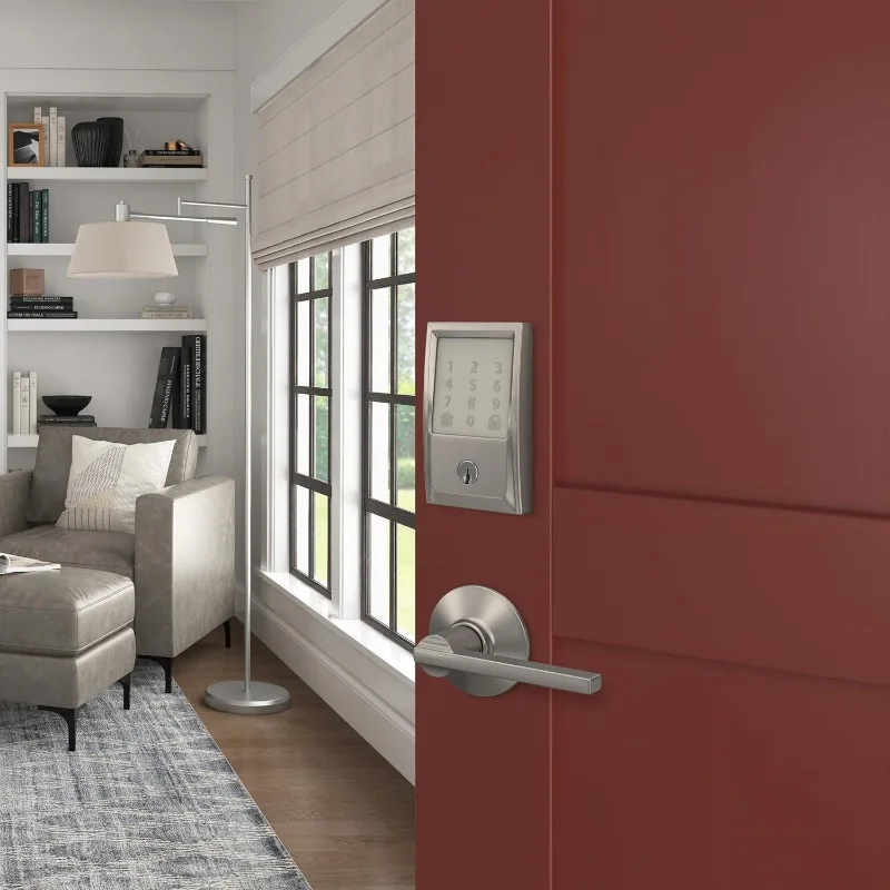 Encode Smart Wi-Fi Deadbolt with Century Trim in Satin Nickel