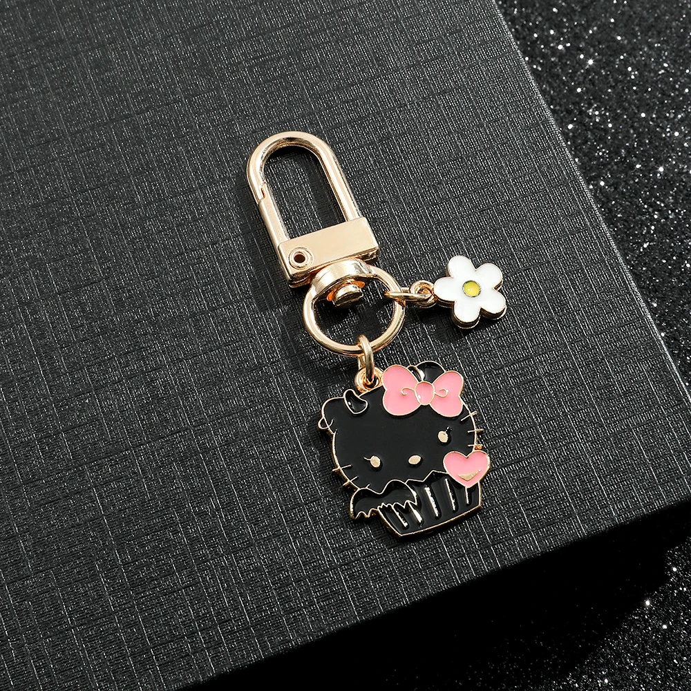 Sweet Cute Hello Kitty Cake Charm Pendant Keychain for Women Girls Fans Sanrio Keyring Birthday Wedding Party Children\'s Gifts