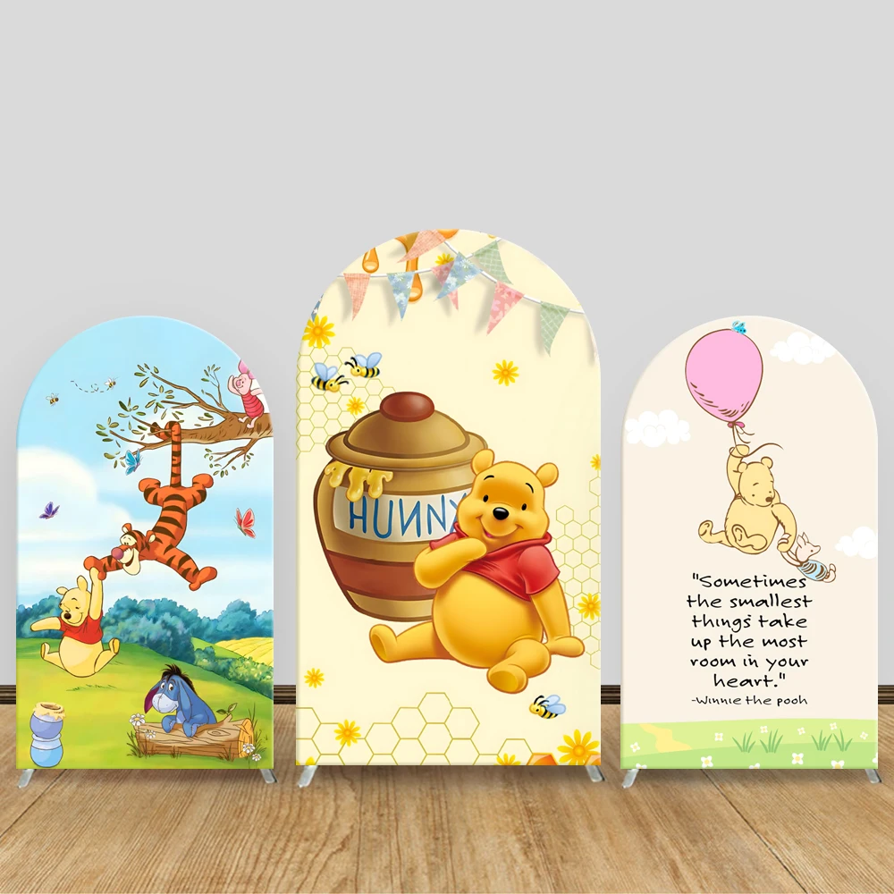 

TB Winnie The Pooh Arch Backdrop Cover Disney swing balloon Kids Birthday Party Baby Shower Decoration Background Elastic Fabric