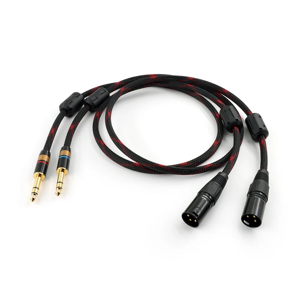 1 Pair HIFI Dual 6.35mm to DUal XLR Male Audio Cable 4N OFC 6.5 TRS to 2 XLR Audio Wire