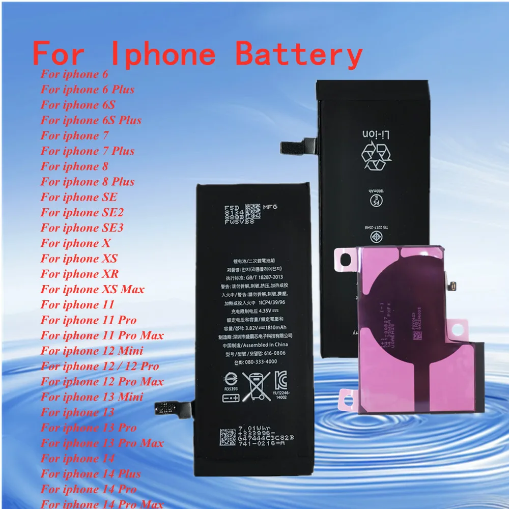Hochleistungsakku für iPhone 13 12 Mini 14 11 Pro Max Plus 11pro 12pro 13pro 14pro 8plus 14plus 6 6S 7 8 Plus SE X XR XS Max
