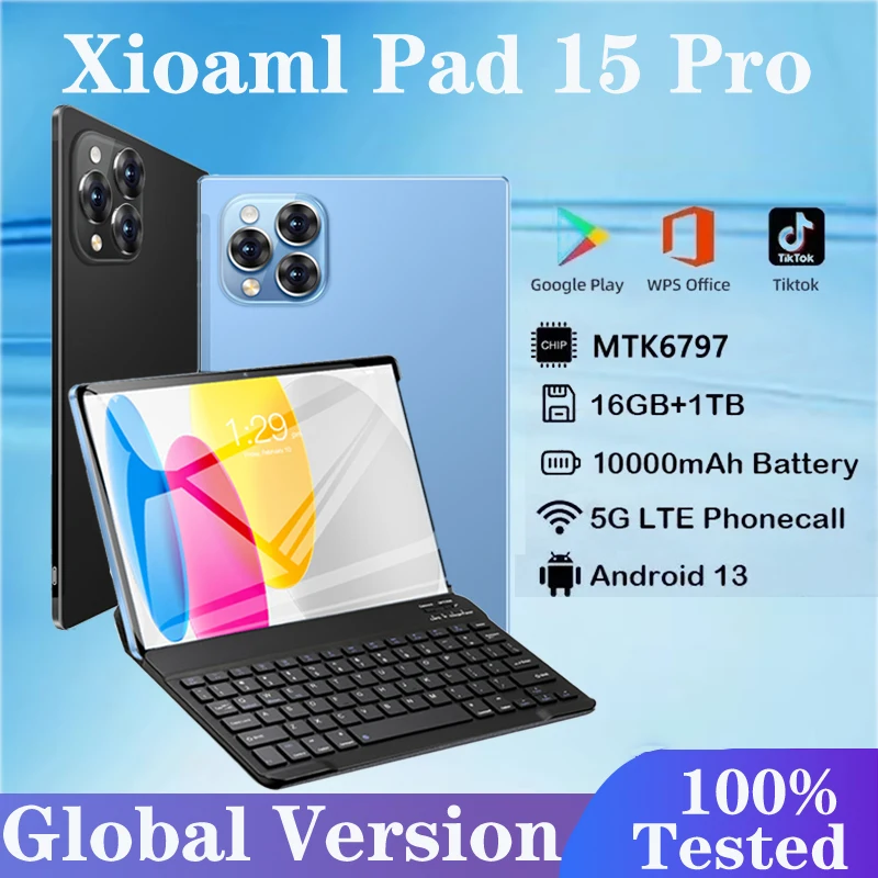 

NEW Xioaml Pad 15 Pro Tablet Android 13 11 Inch 16GB 1024GB 1TB 5G Dual SIM Phone Call GPS Bluetooth WiFi Tablet PC 2025 Tab
