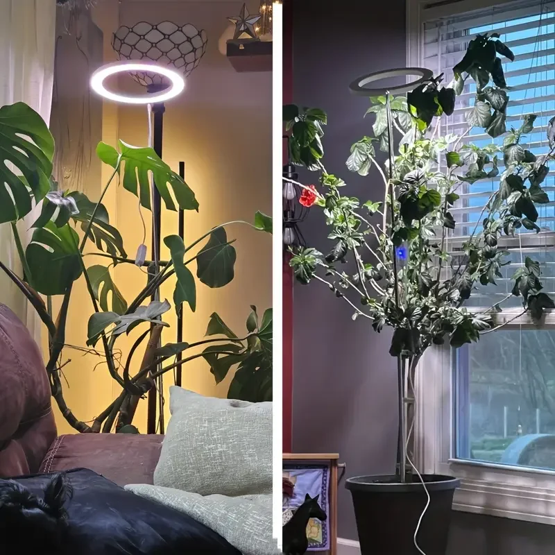 ضوء LED للنباتات الداخلية قابل للتعديل، 72 خرزة كاملة الطيف، مع مؤقت تلقائي، سطوع قابل للتعديل، حامل قابل للسحب، لمسة نهائية مطلية بالأعلى، تعمل بمنفذ USB، مناسبة جدًا للنباتات الكبيرة