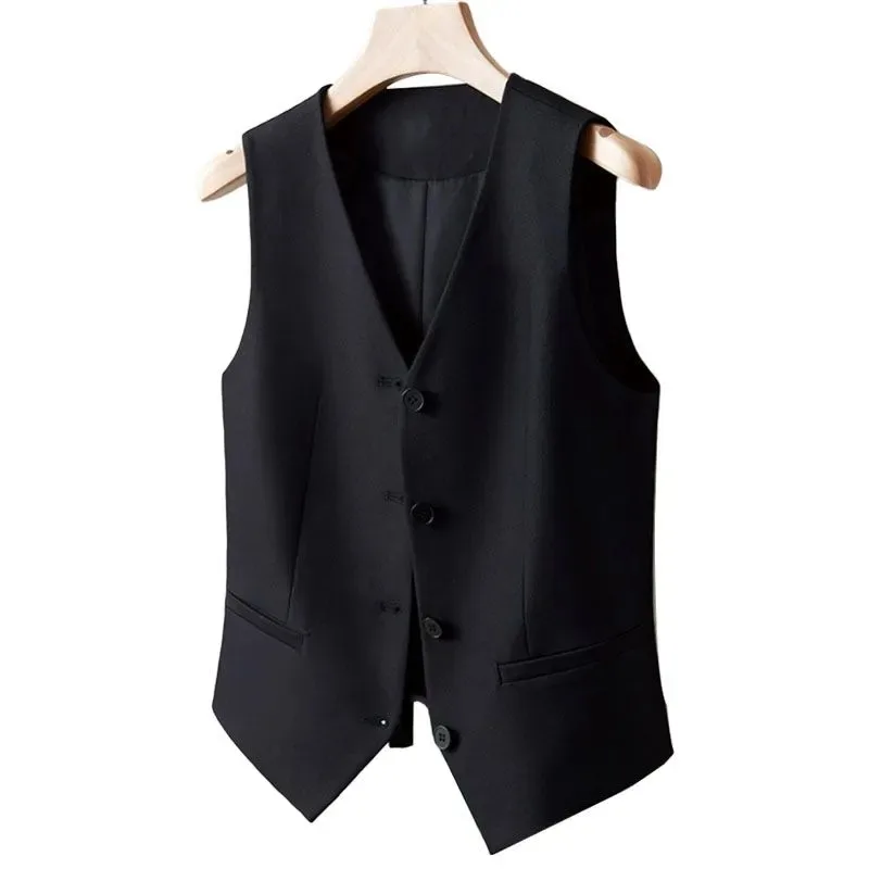 

Women's Formal Black Suit Vest Slim Fit V Neck Button Down Waistcoat with Pockets for Business Wedding Party