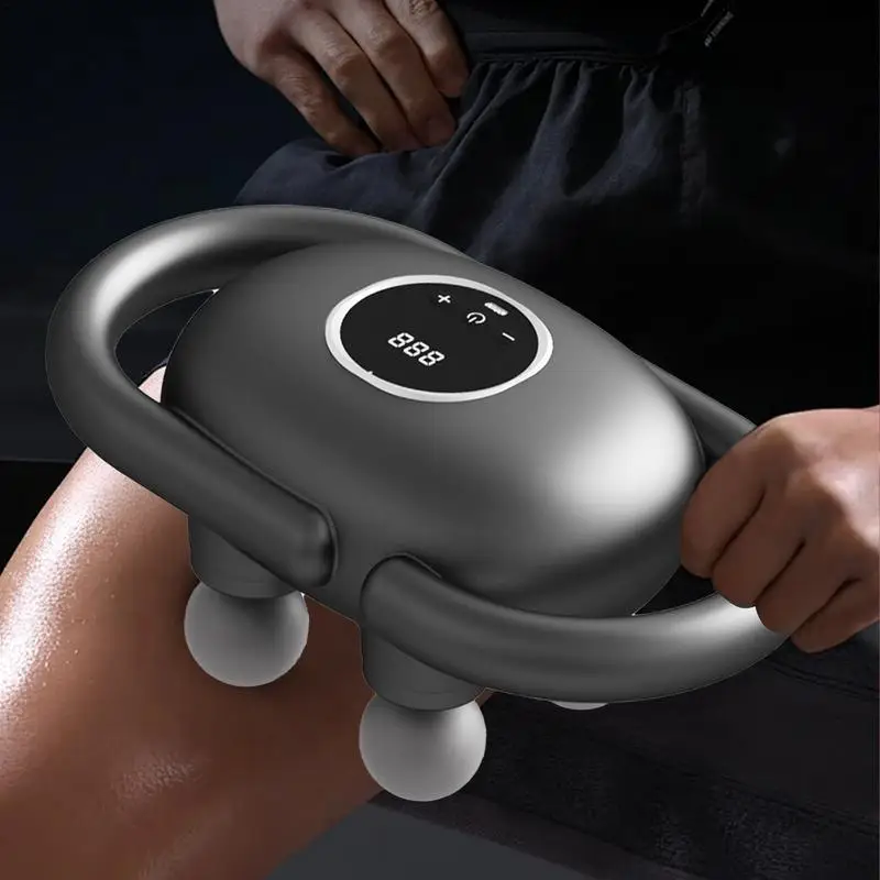 Portable 4-Heads Handheld Massager Handheld Electric Deep Tissue Body Massager 6 Massage Nodes Vibration Massage Compact Sports