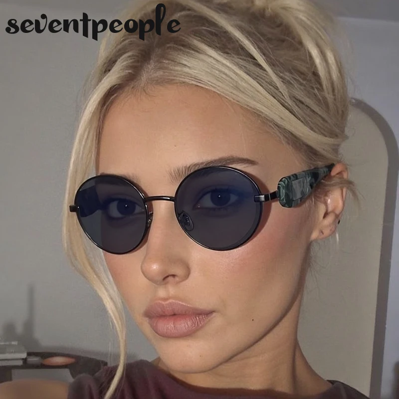 

Small Frame Oval Steampunk Sunglasses Women 2025 Luxury Brand Vintage Metal Punk Sun Glasses For Ladies Fashion Outdoor Shades