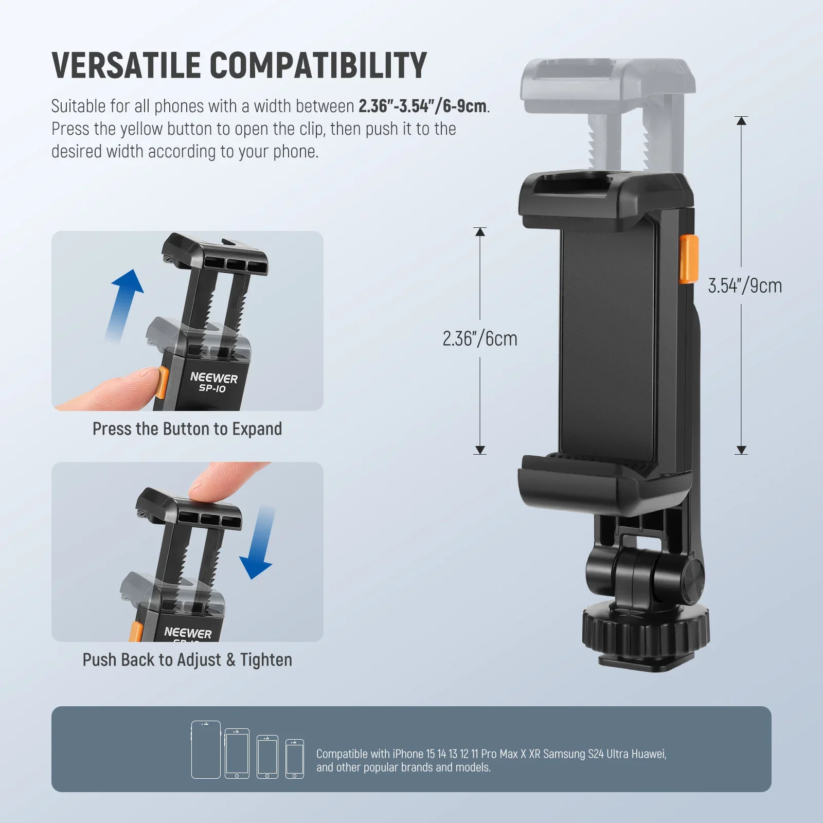 NEEWER BASICS SP-10 Phone Tripod Mount Holder with 1/4