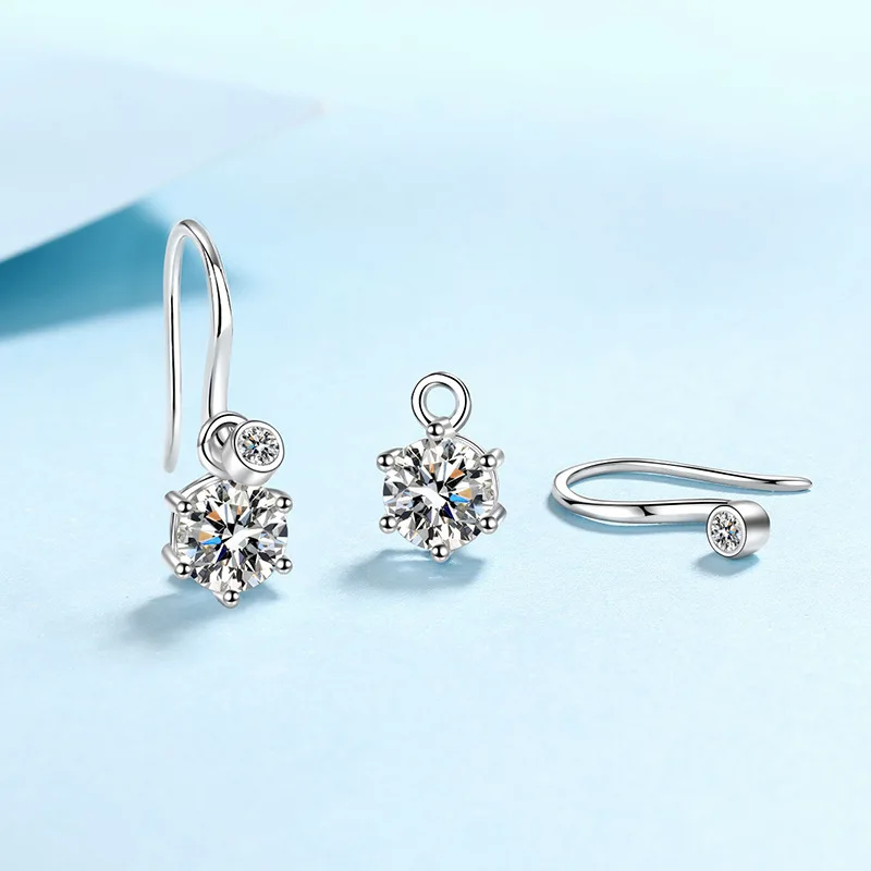 Six Prong Earrings Simple Fashion 4.12ct Women Moissanite PT950 Platinum - Minimal Fashion Style, Special Creative Design