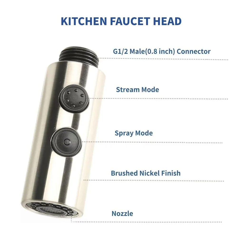 Pull Out Kitchen Faucet Head Replacement Nozzle Pull-Out Faucet Head Water Saving Function Gentle Aerated Flow
