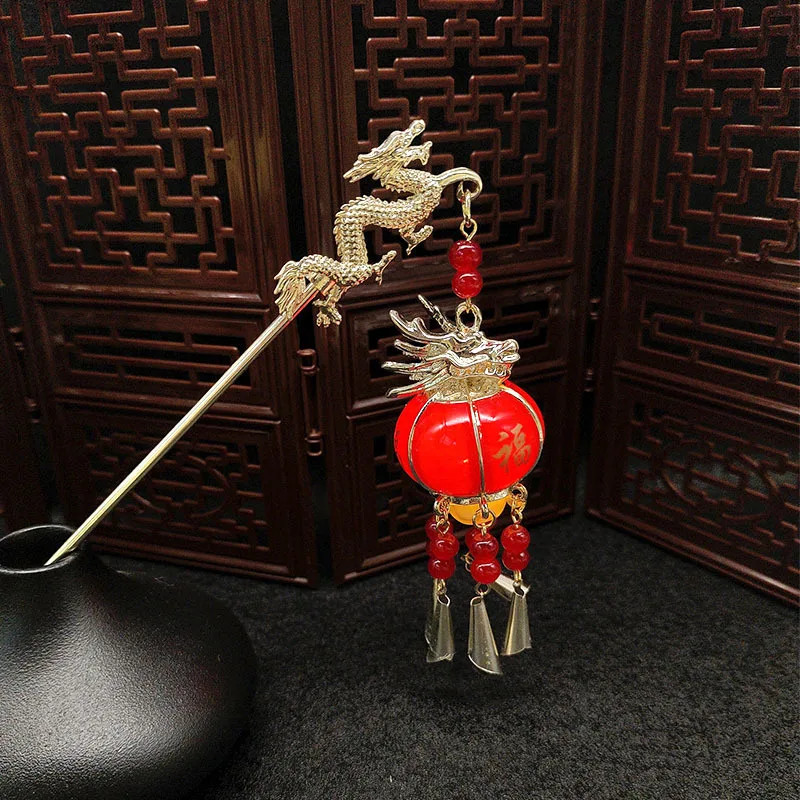 Luminous hairpin, court-style ancient tassel hair accessory, luminous lantern, illuminated coiled hair hairpin