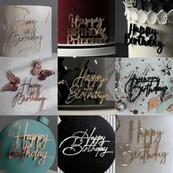INS Happy Birthday Cake Toppers Cake Side Acrylic High Quality Cupcake Toppers Birthday Party Butterfly Cake Decoration