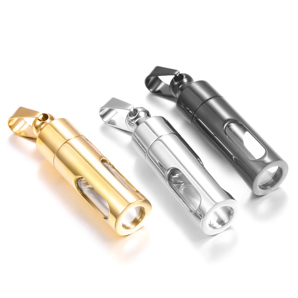 Spiral Open Glass Container Tube Urn Necklaces Ashes Stainless Steel Storage Lockets Cremation Jewelry Memorial Pendant Keepsake