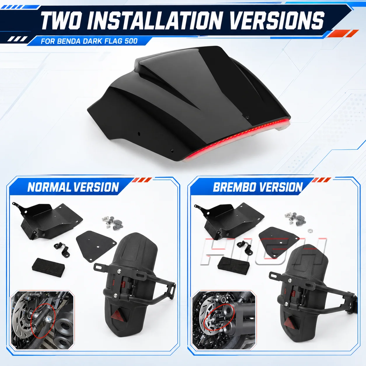 FOR BENDA DARK FLAG 500 Tail Tidy Assembly Rear Mudguard Shield License Plate Holder