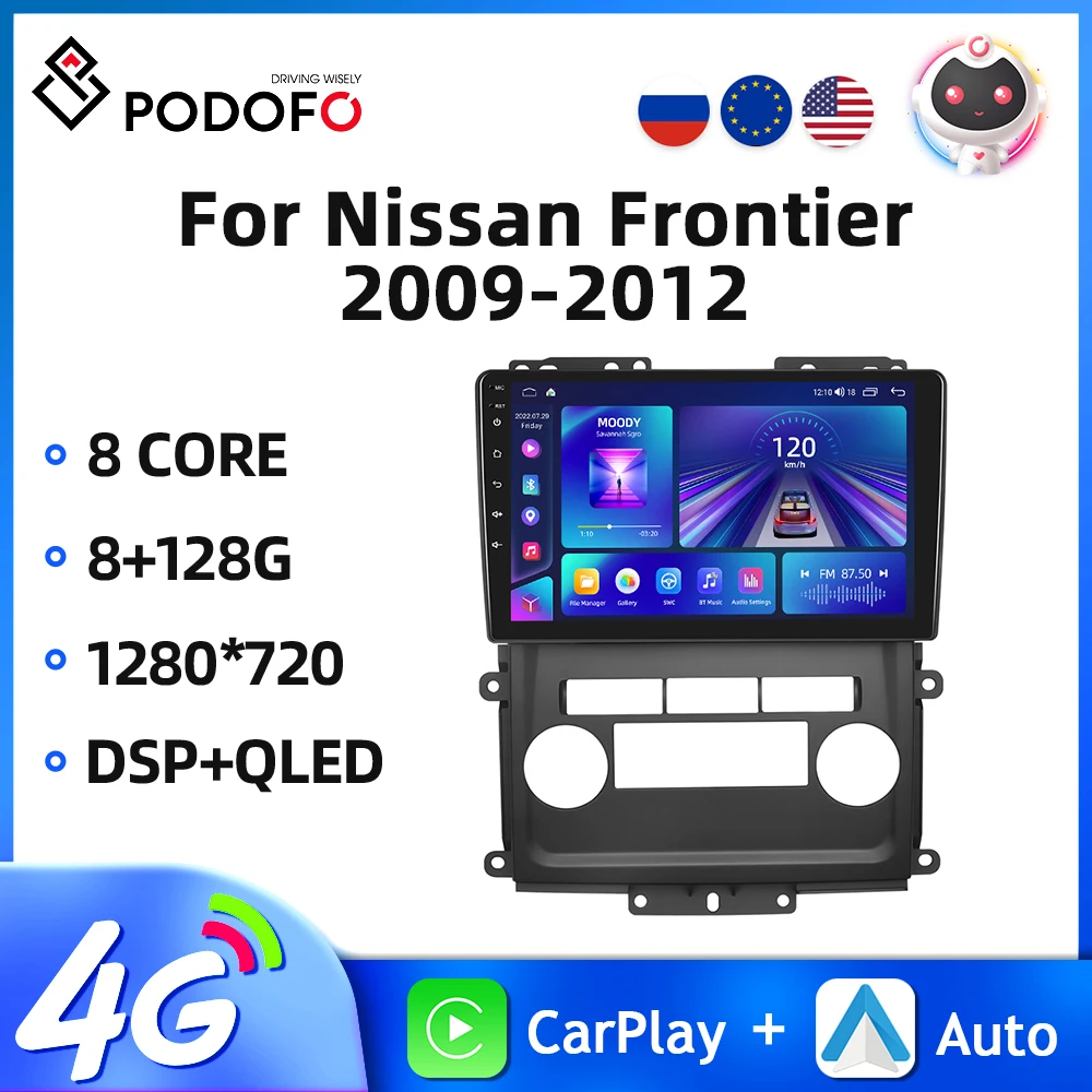 

Podofo 2Din 9'' Car Radio For Nissan Frontier 2009-2012 Multimedia Player Bluetooth 8Core WIFI Carplay Android Auto Autoradio